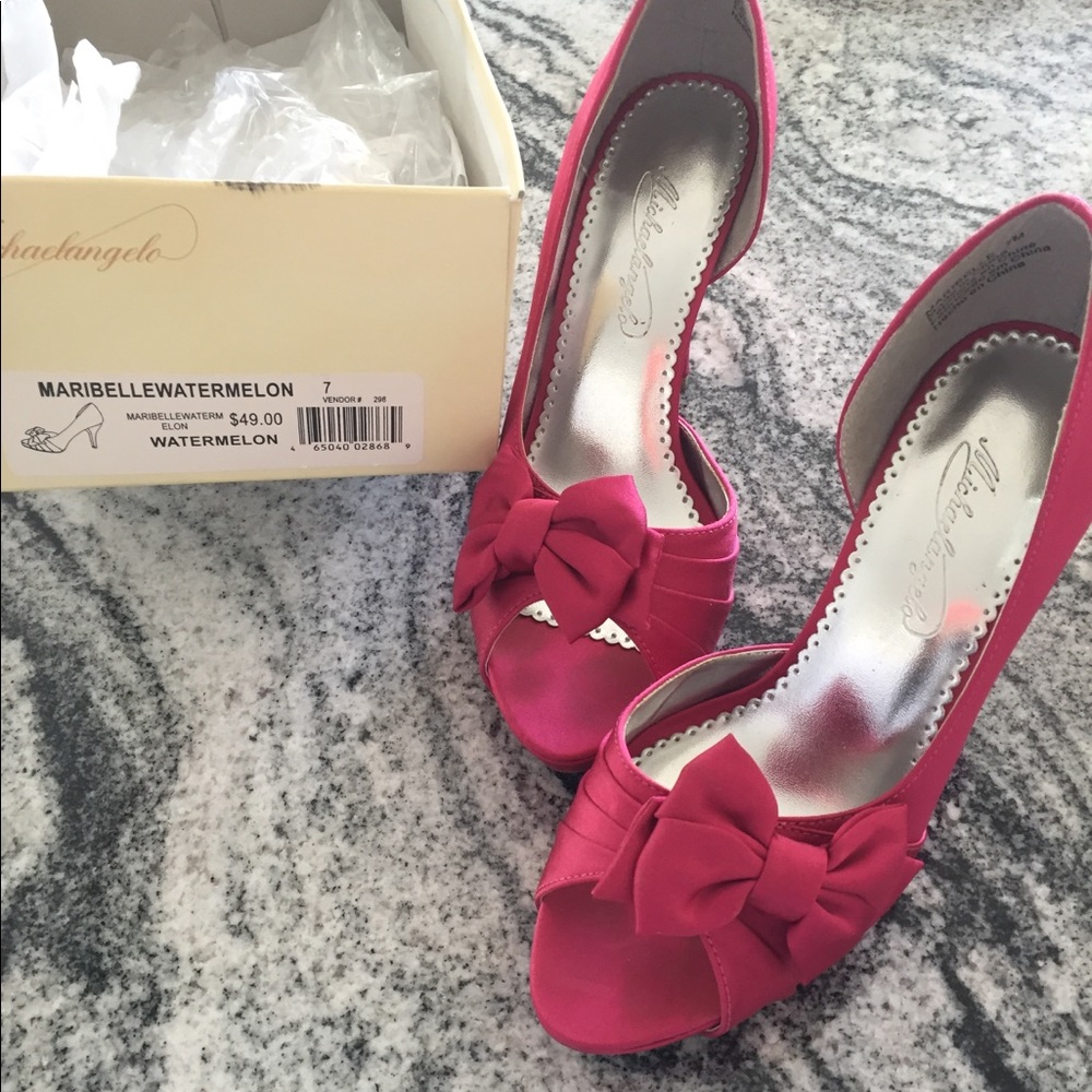 Maribelle shoes in Watermelon from David’s Bridal